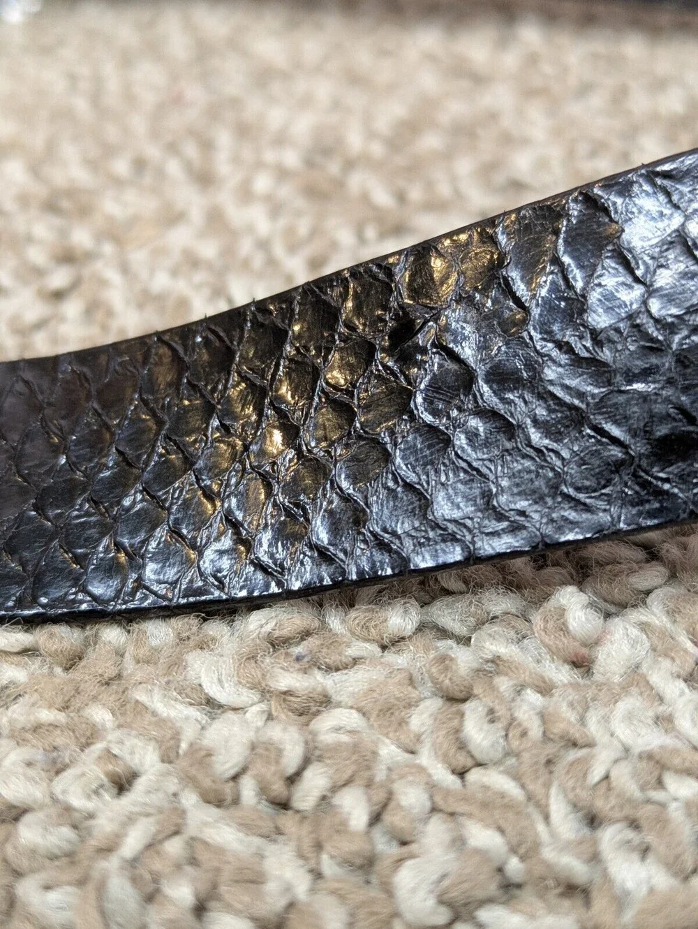 Alexis Kirk Vintage Black Genuine Snakeskin Leather Sculptural Belt 32